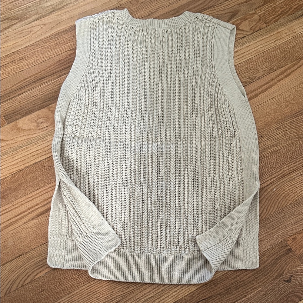 Banana Republic Cream Ribbed Knit Sleeveless Sweater Vest - Picture 3 of 3